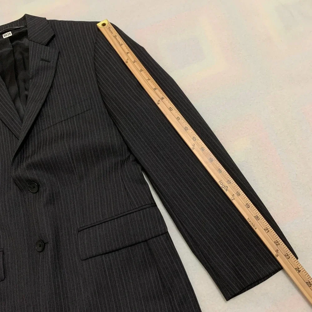 Perry Ellis Portfolio Men's‎ 36S Pinstripe 2-Button Gray Wool Blazer Suit Jacket
